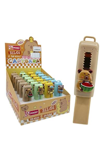 Mikro Cool Capybara Sliding Eraser (Er-4523) 4 Pieces