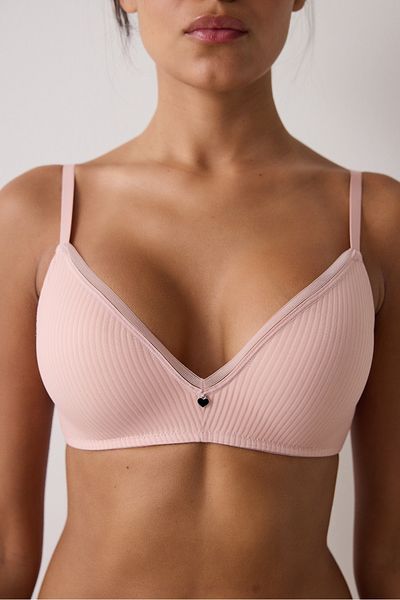 Penti Light Dusty Rose Striped Underwire Removable Covered T-Shirt Bra