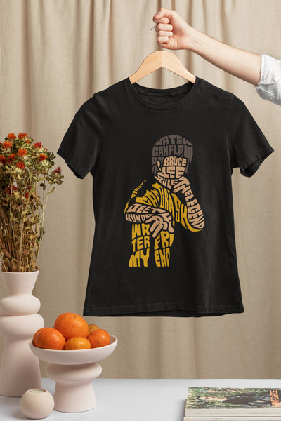 SVART WEAR Tricou Bruce Lee cu gât crewneck, 100% bumbac, imprimat, cu mânecă...