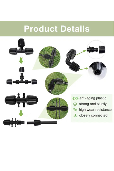 OEM Set 20 conectori pentru irigare, plastic, negru