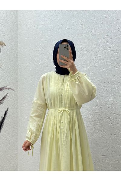 MİHRA STORE Orelita Front Button and Pleated Dress Suit-Bn4449 Yellow