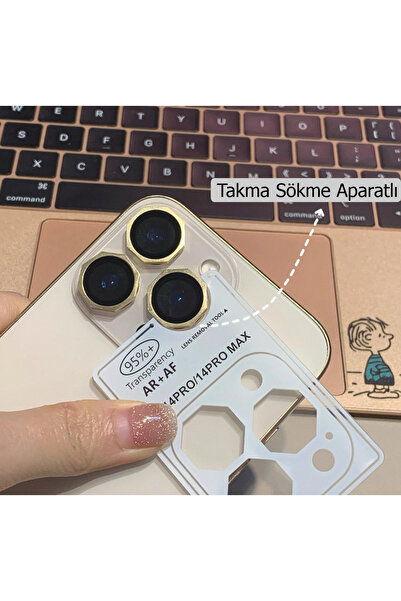 EDELFU iPhone 16 Pro Max ve 16 Pro için Köşeli Kamera Koruyucu 8Gen Tasarım Safir Takma Aparatlı Lens