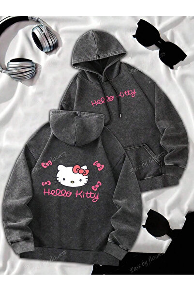 Violon Φούτερ με στάμπα Hello Kitty, πλενόμενο και έγχρωμο