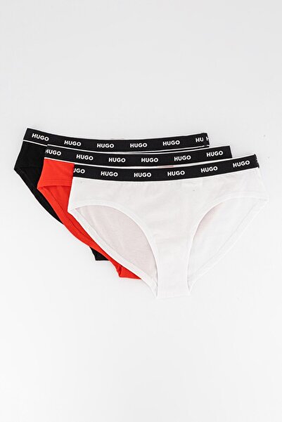 HUGO , Set of briefs with logo waistband - 3 pairs, Red, White, Black, M