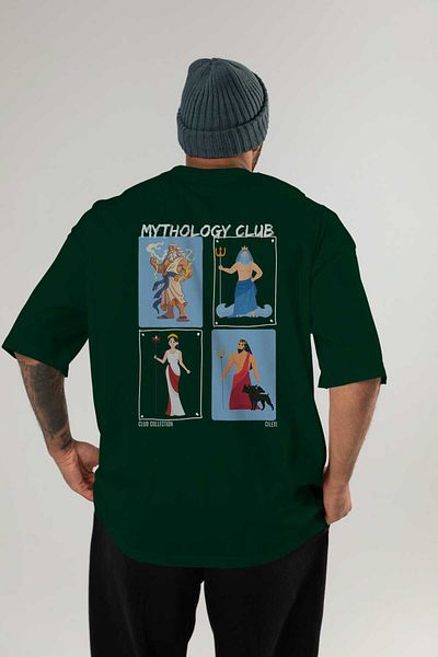 Ankhises Mythology Club 2 Back Printed Oversize T-Shirt Men Women 100% Cotton Crew Neck Tshirt