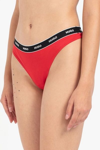 HUGO - Chiloti tanga cu logo, Rosu, XL