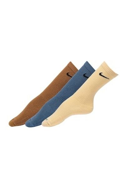 Nike Everyday Plus Socks - 3 Pairs, Brown/Dark Blue, Size L