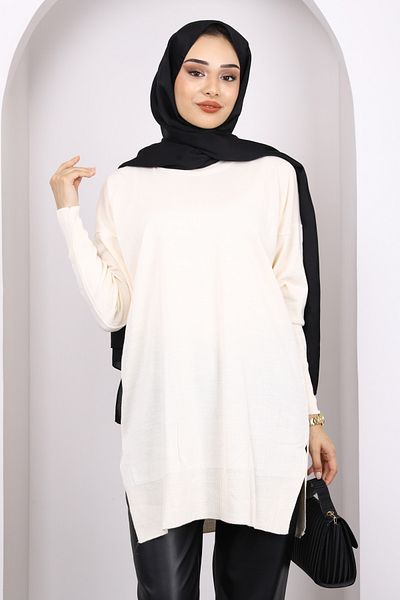 İmajButik تونيكي تريكو كاجوال مرسيريزد كريمي