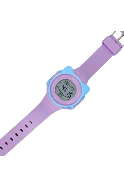 MİNGRUİ Purple children's watch with cat design, waterproof