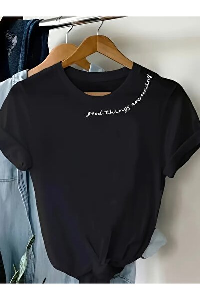 FUFLUNS TRICOU CU GULER ROTUND OVERSIZE CU IMPRIMEU GOOD THINGS