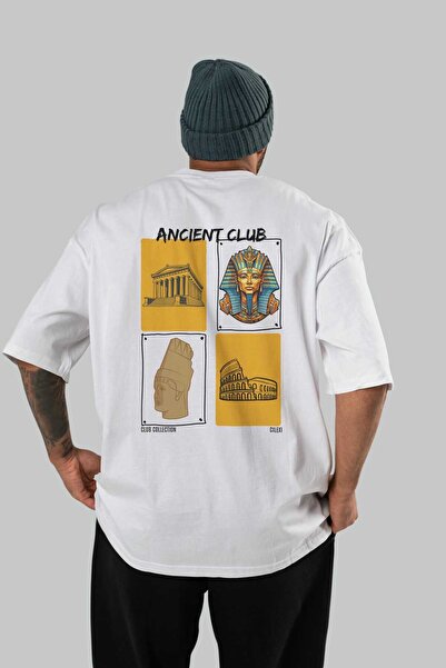 Ankhises Ancient Club Back Printed Oversize T-shirt Ανδρικό Γυναικείο 100% βαμβακερό μπλουζάκι με λαιμόκοψη