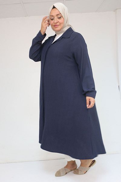 Eslina 58082 Μεγάλο μέγεθος Mevlana Bürümcük πουκάμισο - Navy Blue