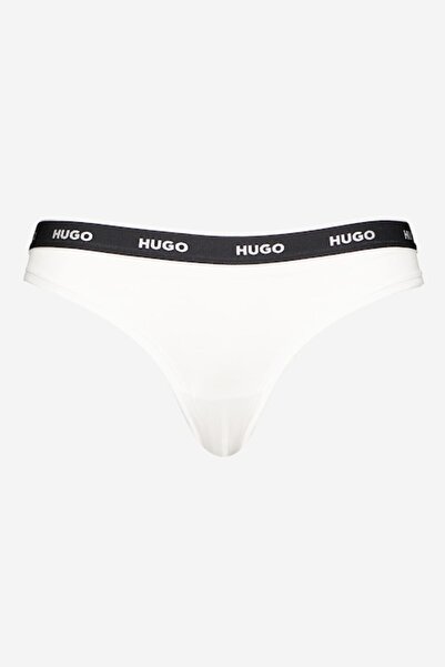 HUGO , Set of thong panties with logo - 3 pairs, White, Black, Vermillion Red, XL