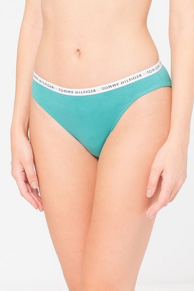 Tommy Hilfiger , Set de chiloți din amestec de bumbac cu bandă cu logo în talie - 3 perechi, Roșu, Verde persan, Mi