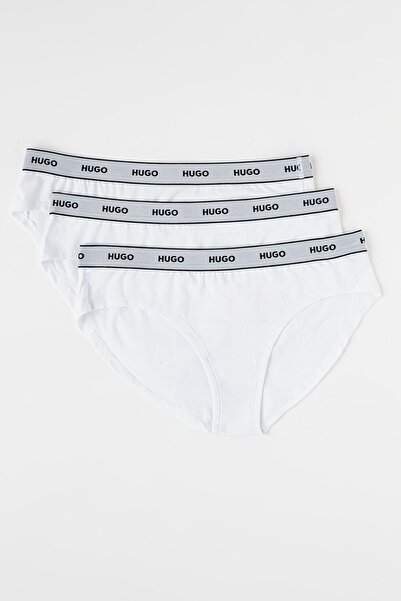 HUGO , Set de chiloti cu banda logo in talie - 3 perechi, Alb, M