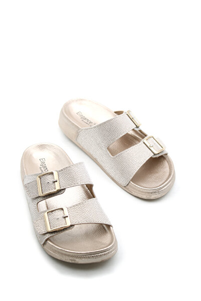 Katrem Orthopedic Double Buckle Gold Buckle Shiny Women's Slippers