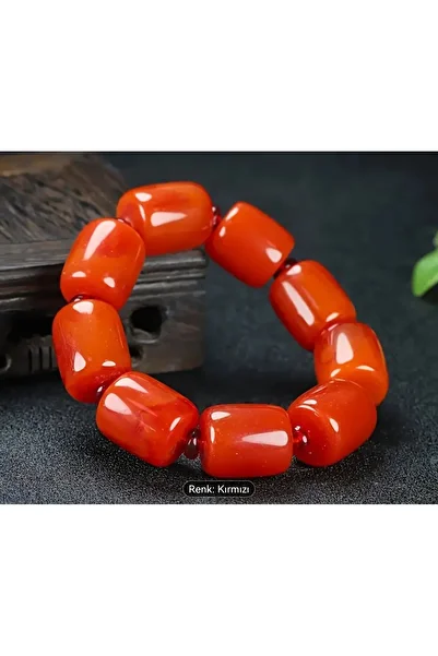 ORGANICYOU Zhous Ziquexsite Vintage Inspired Red Amber Beaded Bracelet with Elastic Cord