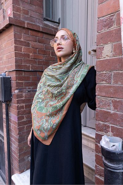 Oxygen Scarfs Ethnic Ivy Pattern Cotton Silk Shawl