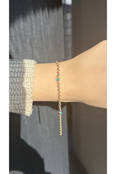 Yamaner Kuyumculuk Nazar Boncuğu Taşlı Halka Zincir Bileklik