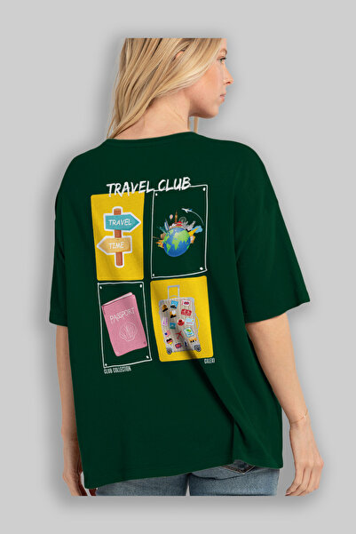 Ankhises Travel Club Back Printed Oversize T-Shirt Men Women 100% Cotton Crew Neck T-Shirt