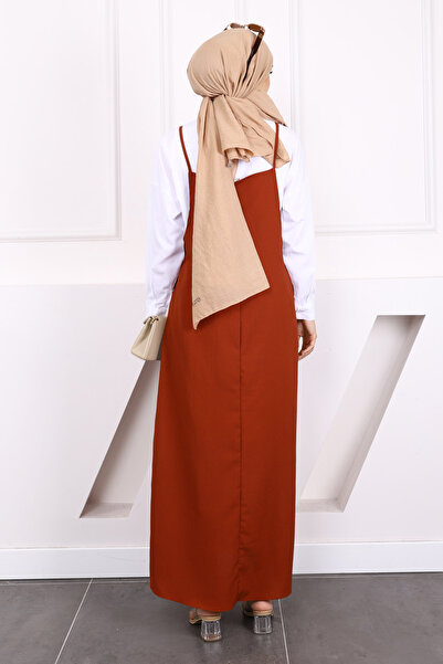 İmajButik Kremit Hijab Gilet Dress