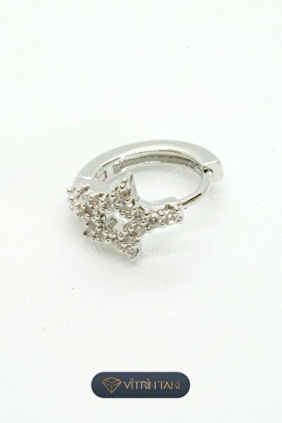Çelik Yıldız Figürlü Gümüş Renk Halka Tragus Piercing