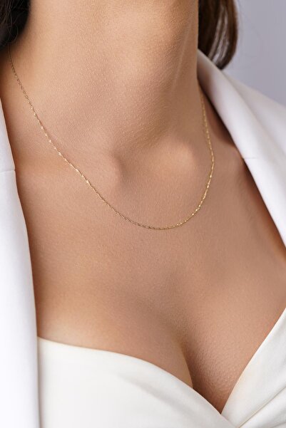Fiyonk Kuyumculuk 14 Ayar Altın Baby Singapur Zincir Kolye 0.75 mm - Günlük Şıklığın Anlamlı Hali