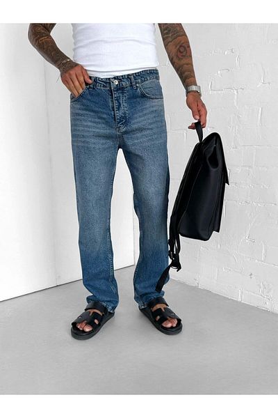 ablukaonline Мъжки дънки Effect Wash Baggy Fit, тъмносини