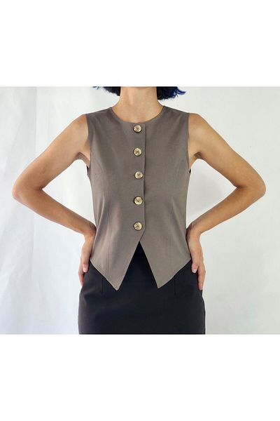 YAXİ VESTĂ FĂRĂ Căptușeală KHAKI TISSED CU Gâtul de ciclism