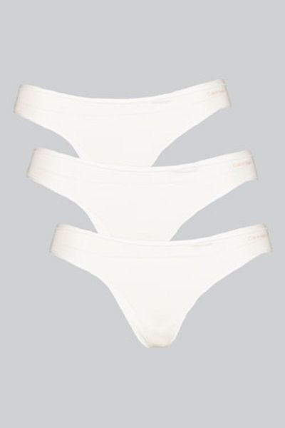 Calvin Klein , Set de chiloti tanga cu logo - 3 perechi, Alb optic, M