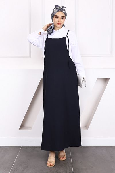 İmajButik Φόρεμα Navy Blue Hijab Gilet