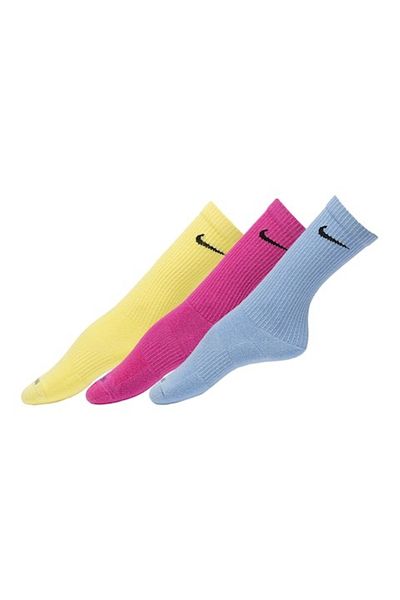 Nike Everyday Plus - Set de 3 șosete fitness unisex, galben, albastru deschis, mărimea S