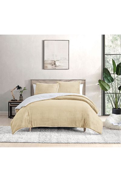 Cottage Waffle burnout flannel comforter set 250*260M+50*75 cm