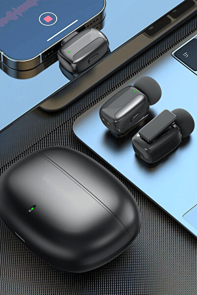 EXENAR Kablosuz TYPE-C Yaka Mikrofonu Profesyonel 2 Mikrofonlu TypeC