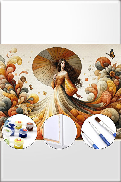 İZSA HOBİ Sayılarla Boyama Hobi Seti 40x50 Çerçeveli Numaralı Tuval Fırça Boy...