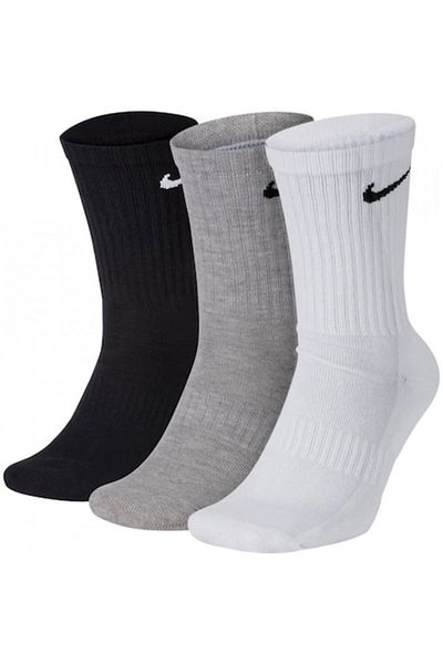 Nike Set 3 perechi de șosete Everyday Cushioned Crew, alb/negru/gri, mărimea 42-46