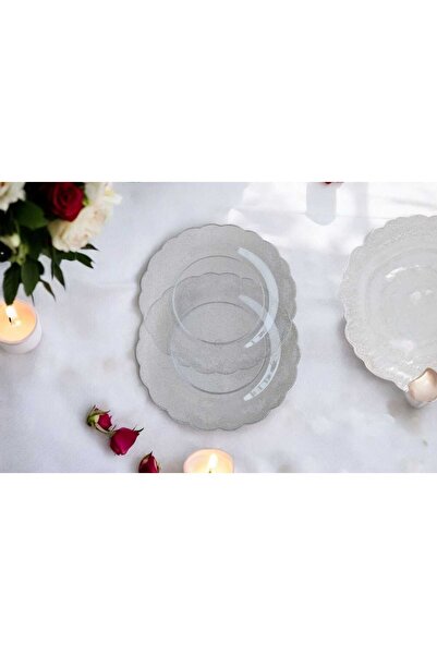 Evinizin Yardımcısı Mika Tabak& Parti Tabak&parti Mika Tabak & ŞEFFAF ĞÜMÜŞ SİMLİ 19 cm 6 adet