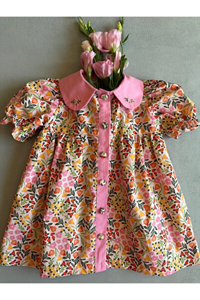 Purdy Plum Yakası el nakışı çiçekli elbise