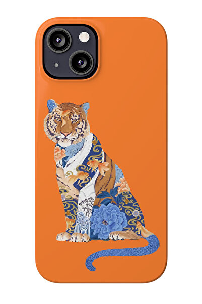 izzytech حافظة هاتف من السيليكون بتصميم النمر البرتقالي المتوافقة مع هاتف iPh...