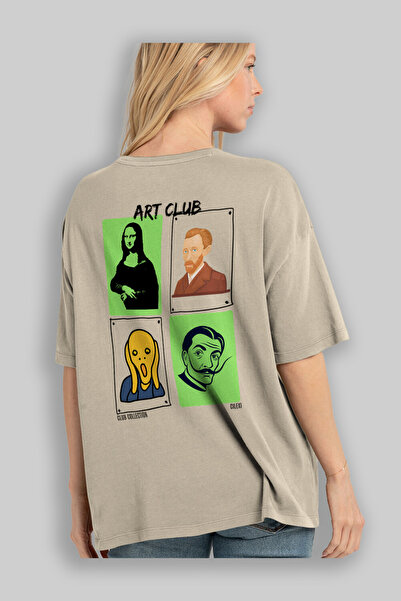 Ankhises Art Club Back Printed Oversize T-shirt Ανδρικό Γυναικείο 100% βαμβακερό μπλουζάκι με λαιμόκοψη