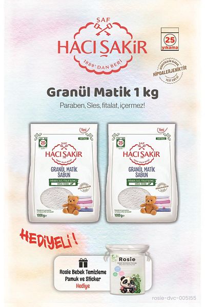 Hacı Şakir 2 Pieces of Granulated Matic Laundry Detergent 1000 Gr and Rosie