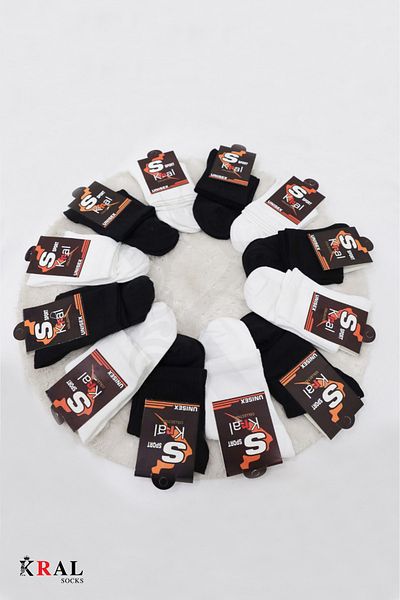 KRAL SOCKS 12 ζευγάρια αθλητικές κάλτσες κολεγίου τένις |   Βαμβακερό – Αναπνεύσιμο – Unisex