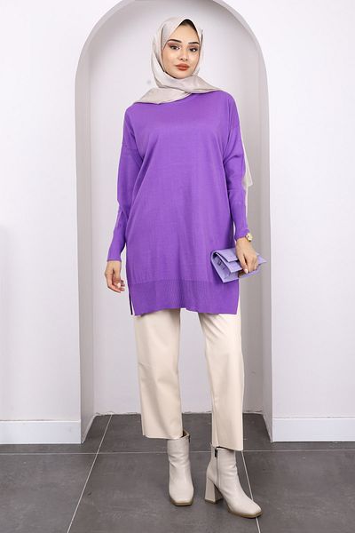 İmajButik Λιλά Mercerized Casual Knitwear Τούνικ