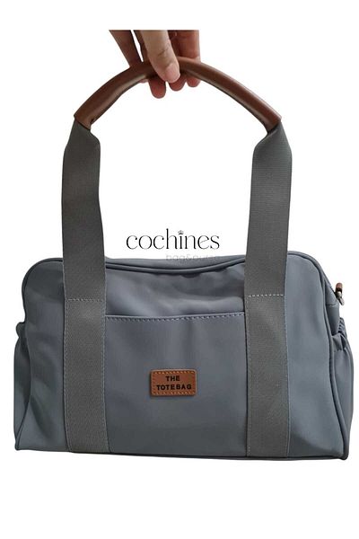 glowfit Portofel din țesătură moale din satin gri pentru femei, de dimensiuni mari, The Totebag, geantă de umăr și de braț