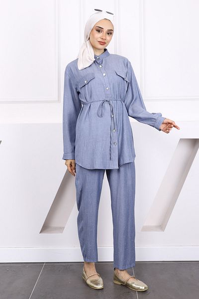 İmajButik Set pantaloni tunică Blue Stone