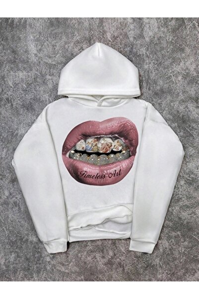 Violon Φούτερ με κουκούλα σε στυλ Street Style Vintage Lips