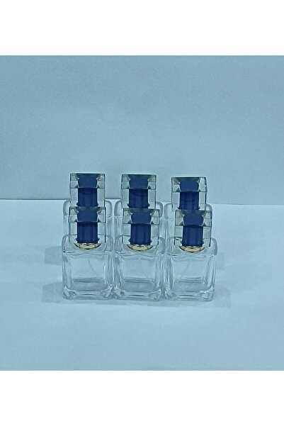 CAM Modern Şeffaf Yeniden Doldurulabilir Parfüm Şişesi 50ml 6'lı Set Mavi
