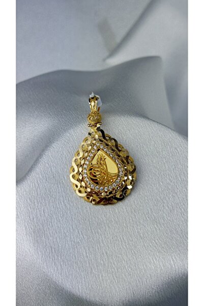 Yamaner Kuyumculuk Tuğralı Taşlı Damla Altın Kolye Ucu