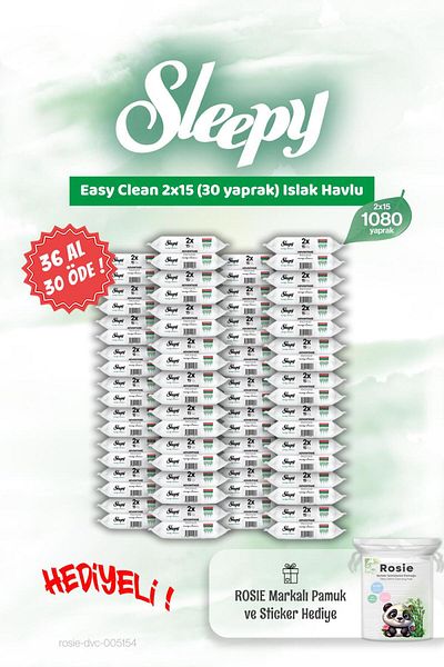 Sleepy Buy 36 Pay 30 2X15 Easy Clean Wet Wipes and Rosie Gift