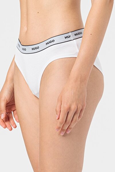HUGO , Set de chiloti cu banda logo in talie - 3 perechi, Alb, M